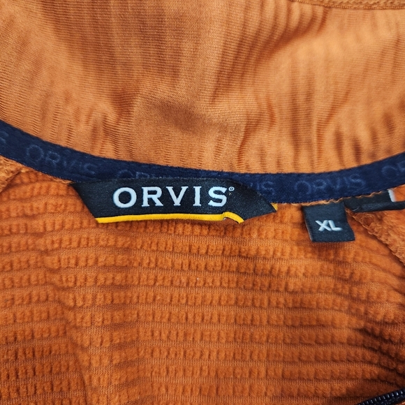Orvis Mens Horseshoe Hills 1/4 Zip Top XL Orange Pullover Outdoor Hiking Stretch - Picture 7 of 13